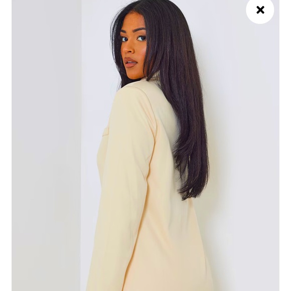 NWT PrettyLittleThing 2 Piece Suit Blazer Trousers Set Office Off White Buttons - Picture 6 of 13